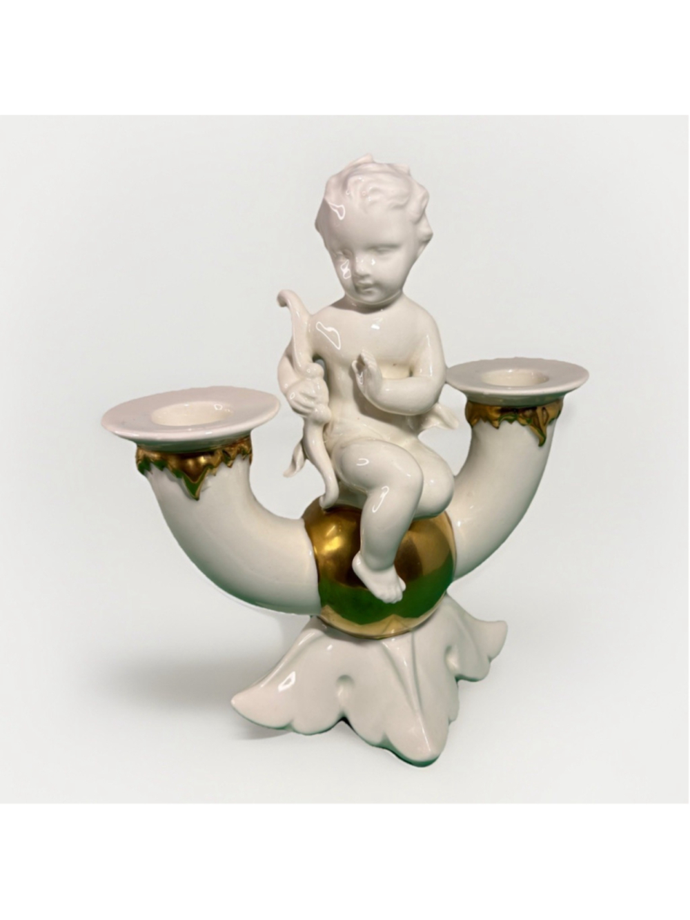Vintage Goebel Porcelain Cupid-Angel -Candlestick Holder-German-mint -unused